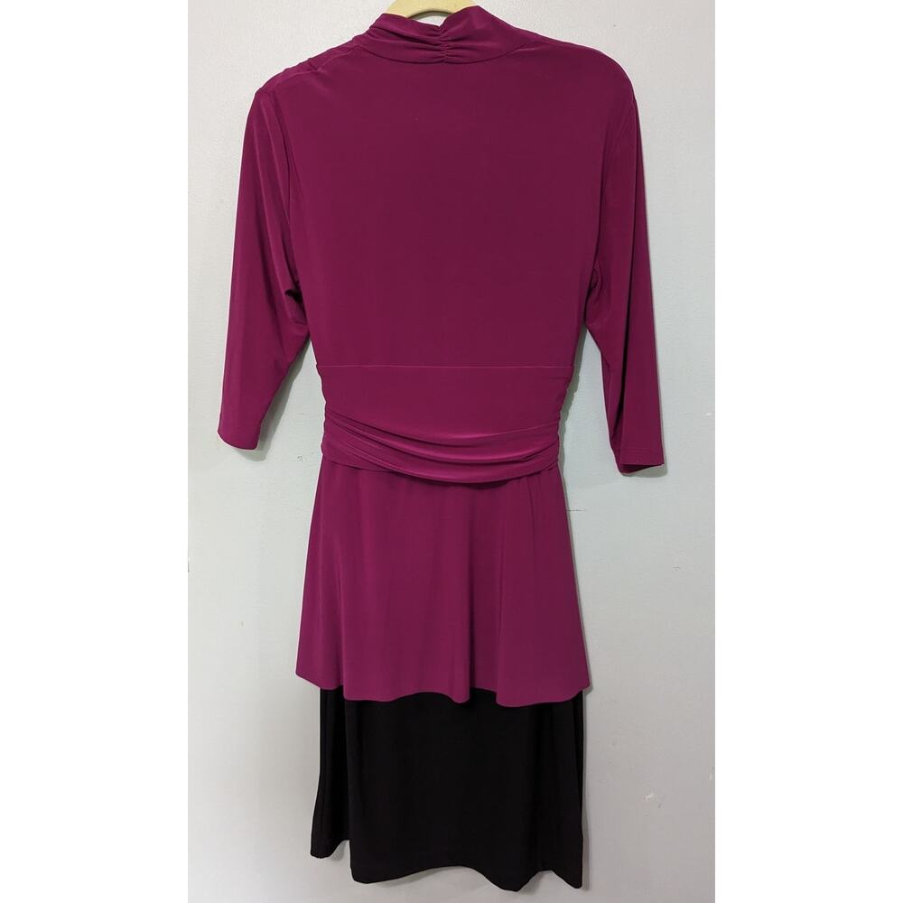 Jones New York Women's 3/4 Length Sleeve Layered Pink/Black Midi Dress Size 14 - Picture 4 of 4